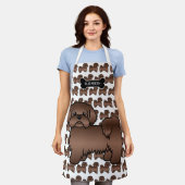 リバーブラウンシーズー(犬)Tzuかわいい漫画の犬と名前 エプロン (着用した状態)
