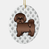 リバーブラウンシーズー（犬）Tzuかわいい漫画の犬のイラストレーション セラミックオーナメント (右)