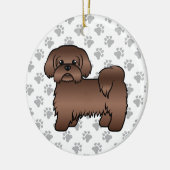 リバーブラウンシーズー（犬）Tzuかわいい漫画の犬のイラストレーション セラミックオーナメント (左)