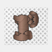 リバーブラウンシーズー(犬)Tzuかわいい漫画の犬のイラストレーション フリースブランケット (正面(横))