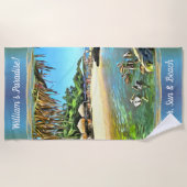 リバーミーツ海パラダイス&ビール0330 ビーチタオル (正面)