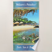 リバーミーツ海パラダイス&ビール0330 ビーチタオル (正面)