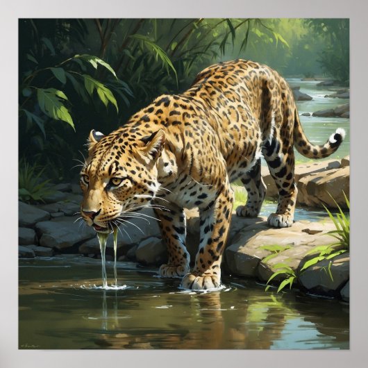 リバーユニークズのヒョウ絵を描の飲料水 ポスター (正面)