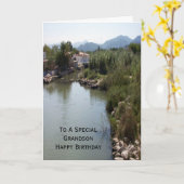 リバーランドスケープパーソナライズされた孫誕生日 カード (黄色い花)