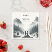 リバーレインクラウド自然スモークマウンテン結婚ズ スタンダードカクテルナプキン (インサイチュ)