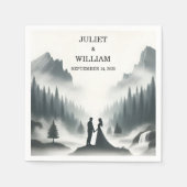 リバーレインクラウド自然スモークマウンテン結婚ズ スタンダードカクテルナプキン (正面)