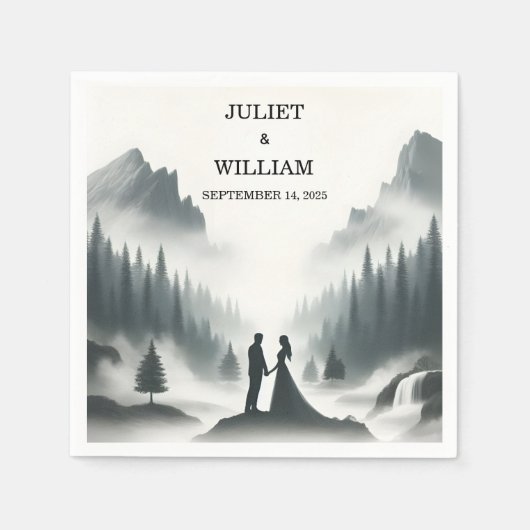 リバーレインクラウド自然スモークマウンテン結婚ズ スタンダードカクテルナプキン (正面)