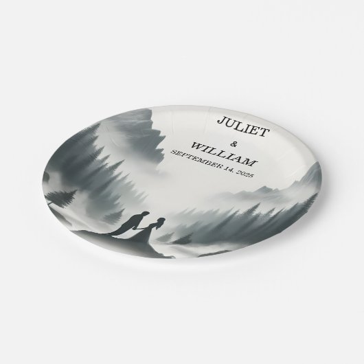 リバーレインクラウド自然スモークマウンテン結婚ズ ペーパープレート (アングル)
