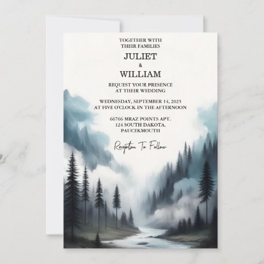リバーレインクラウド自然スモークマウンテン結婚ズ 招待状 (正面)