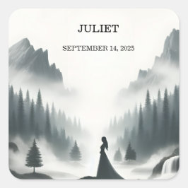 リバーレイン クラウド スモーキー マウンテン ブライダル シャワー スクエアシール