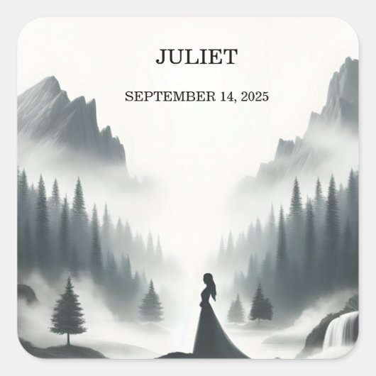 リバーレイン クラウド スモーキー マウンテン ブライダル シャワー スクエアシール (正面)