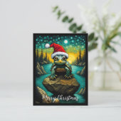 リバーロックキュートベビータートルクリスマス シーズンポストカード (スタンド正面)