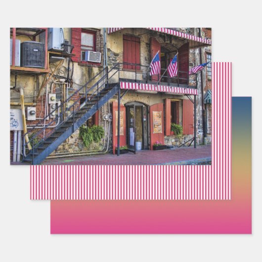 リバー通り、サバンナグルジア旅行写真 ラッピングペーパーシート (セット)