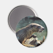 リバー・オッター動物の恋人の野生動物写真 マグネット (正面/裏面)