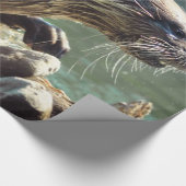 リバー・オッター動物の恋人の野生動物写真 ラッピングペーパー (角)