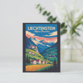 リヒテンシュタインの風景イラスト旅行アート ポストカード (スタンド正面)