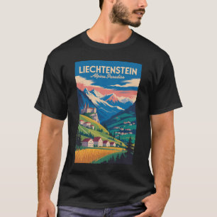 リヒテンシュタインの風景イラスト旅行アート Tシャツ