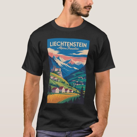 リヒテンシュタインの風景イラスト旅行アート Tシャツ (正面)