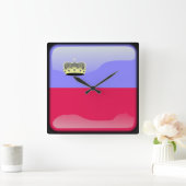 リヒテンシュタイン国旗 スクエア壁時計 (ホーム)