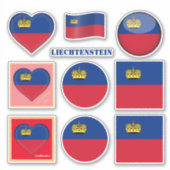 リヒテンシュタイン国旗、ハート/スポーツ シール (正面)