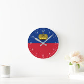 リヒテンシュタイン国旗 ラウンド壁時計 (ホーム)
