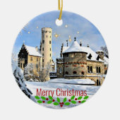 リヒテンシュタイン城かわいらし休日デザイン セラミックオーナメント (正面)