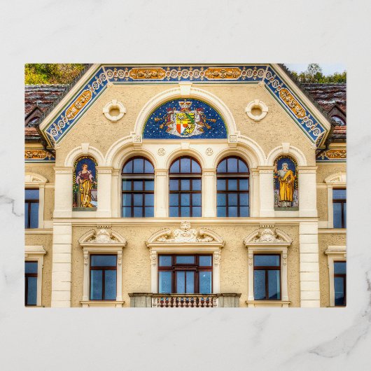 リヒテンシュタイン建築 箔シーズンポストカード (正面)