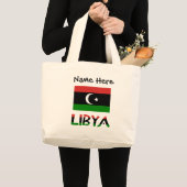 リビアとリビア国旗(お名前) ラージトートバッグ (正面(商品))