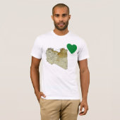 リビアの旗とハートと地図のTシャツ Tシャツ (正面フル)