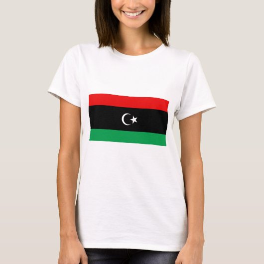 リビアの旗と地図のTシャツ Tシャツ (正面)