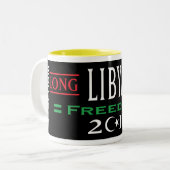 リビアの自由なマグは長く自由2011年リビアの住んでいます ツートーンマグカップ (正面左)
