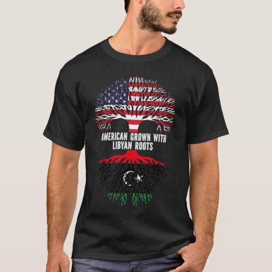 リビアルーツ米国国旗で栽培されたアメリカ人 Tシャツ (正面)