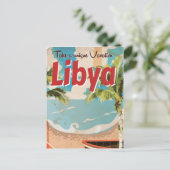 リビア休暇ビンテージ旅行ポスター。 ポストカード (スタンド正面)