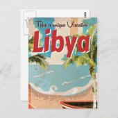 リビア休暇ビンテージ旅行ポスター。 ポストカード (正面/裏面)