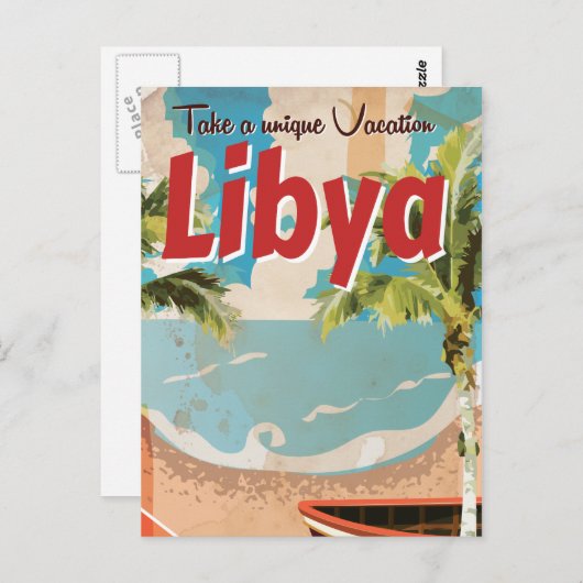 リビア休暇ビンテージ旅行ポスター。 ポストカード (正面/裏面)