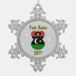 リビア国旗 スノーフレークピューターオーナメント