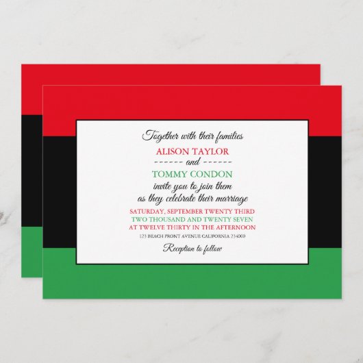 リビア国旗、リビア結婚国旗 招待状 (正面/裏面)