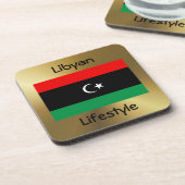 リビア国旗+文字コースター コースター (左側)