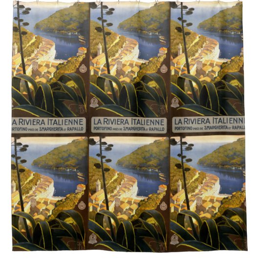 リビエライタリアンヴィンテージ旅行シャワーカーテン シャワーカーテン (正面)