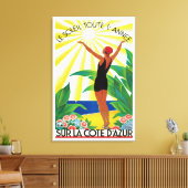 リビエラフランスのコートダジュールVintage旅行ポスター キャンバスプリント (インサイチュ (リビング))