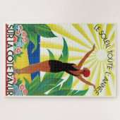 リビエラフランスのコートダジュールVintage旅行ポスター ジグソーパズル (横)