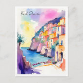 リビエラフランスのフランスウォーターカラーイラストレーション ポストカード (正面)