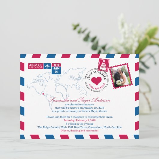 リビエラマヤメキシコエアメールポスト結婚披露宴 招待状 (スタンド正面)