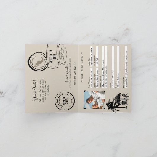 リビエラマヤメキシコパスポート結婚式招待状 招待状 (内部)