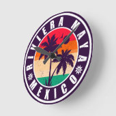 リビエラマヤメキシコパームツリーズヴィンテージ土産 ラウンド壁時計 (傾斜)