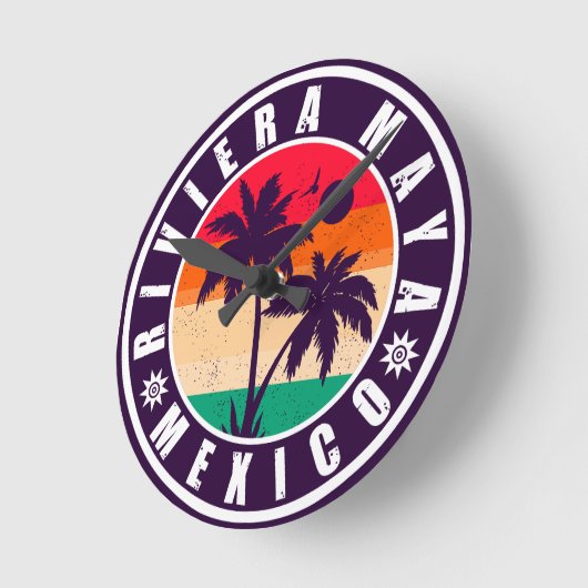 リビエラマヤメキシコパームツリーズヴィンテージ土産 ラウンド壁時計 (傾斜)