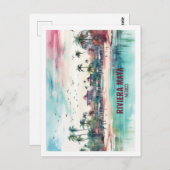 リビエラマヤメキシコ有名な旅行プレイスウォーターカラー ポストカード (正面/裏面)