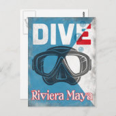 リビエラマヤヴィンテージスキューバダイビングマスク ポストカード (正面/裏面)