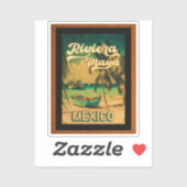 リビエラマヤ葉書パームツリーヴィンテージトラベル シール (シート)