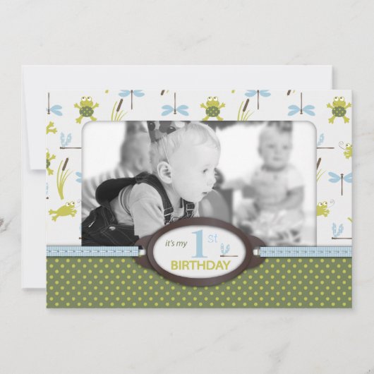 リビットスイミングフロッグ誕生日招待状A7-B 招待状 (正面)